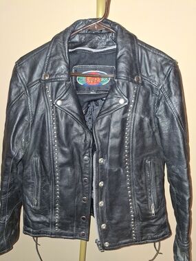 Studded Black Leather Women's Jacket